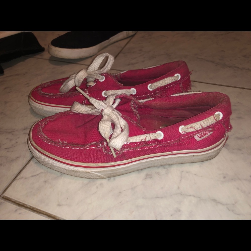 Pink and white skater vans